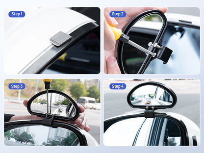 🚗👁️ Rétroviseurs d’angle mort grand angle 360° — lot de 2 (gauche + droite) — réglables & haute visibilité (Solide ABS métal + verre HD)