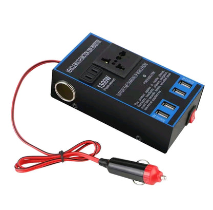 ⚡ Convertisseur Auto 🚗 puissance 1500 W et démarreur de batterie –🔌 Alimentation → 110V/220V • 4 USB 🔋 + Prise Secteur
