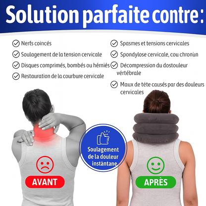 🧘‍♀️ Collier de traction cervicale gonflable — Soulage la nuque, ajustable & portable (tour de cou 30–43 cm)