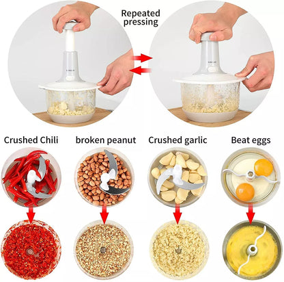 🥩🔪 Hachoir Multifonction Manuel – Viande, Légumes, Tranchage & Découpe Rotative 🥕🍏