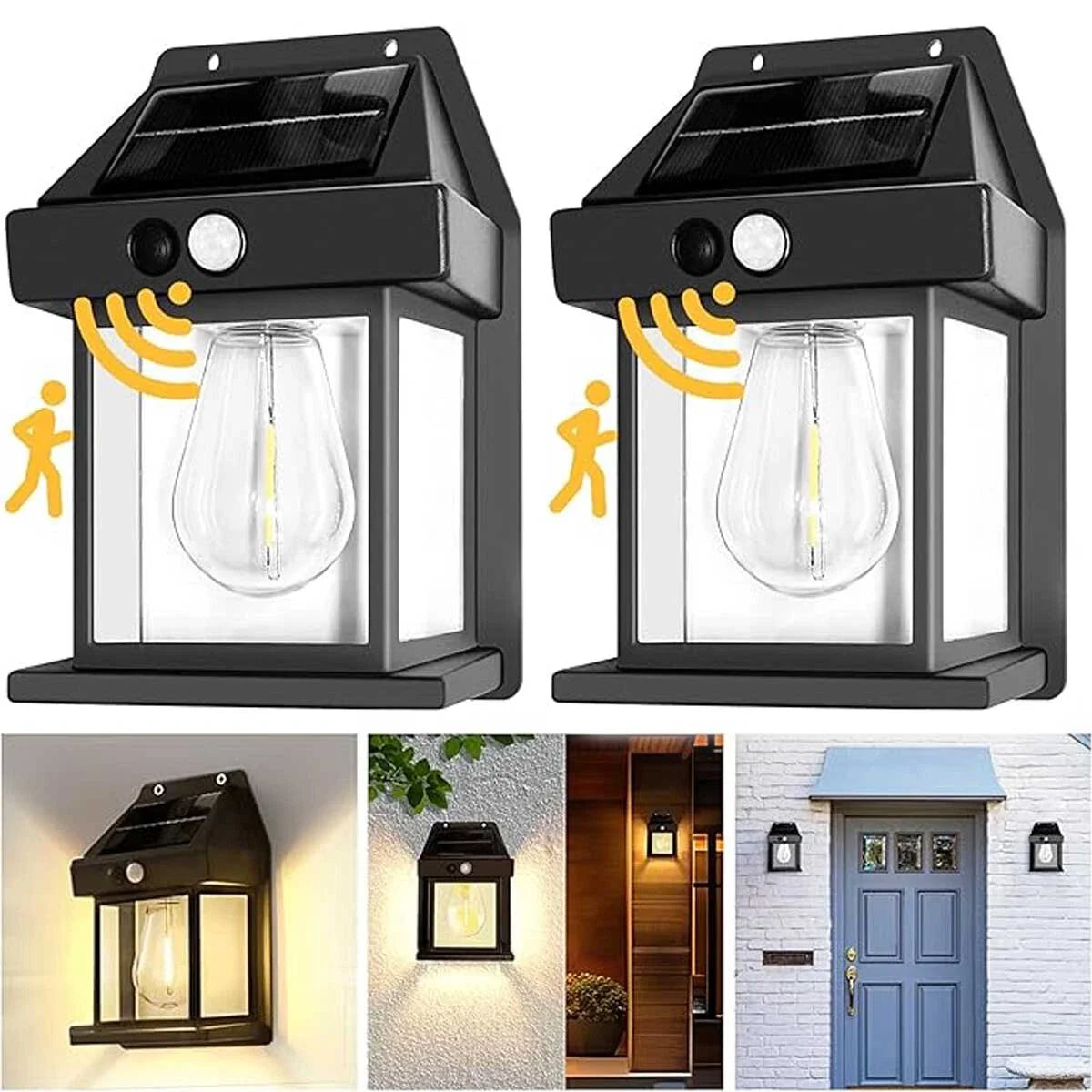 ⭐💡 lot de 2 Lampe Murale Extérieure Énergie Solaire 🌞 Ultra Lumineuse & Imperméable 🌧️ Pour Jardin, Cour; Entrée – Détecteur de Mouvement 🔥 Installation Sans Fil - 1 Article = Lot de 2 pièces