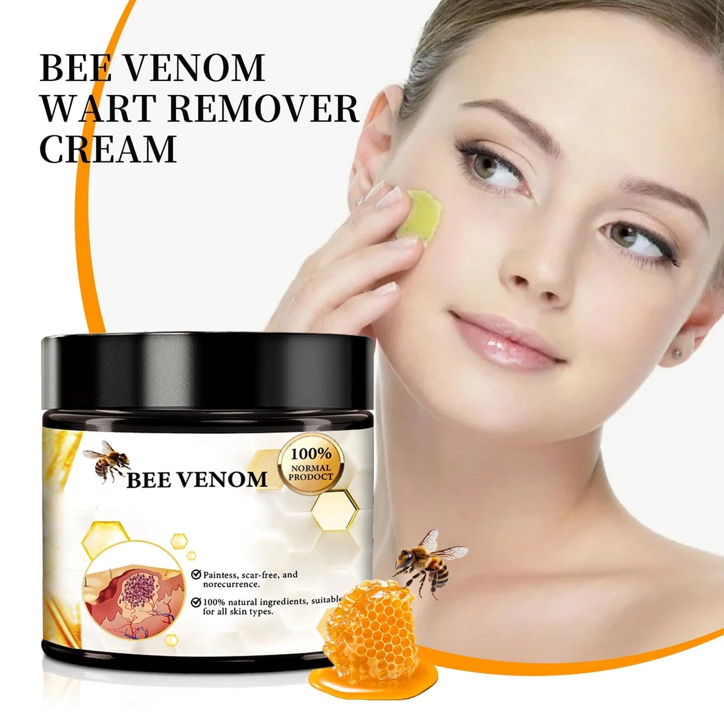 🍯🐝 Crème de Soin au Venin d’Abeille – Traitement Naturel des Verrues, Acrochordons, Imperfections Cutanées & Régénération de la Peau ✨🌿