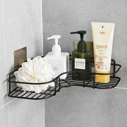 🚿🍳🖤 ÉTAGÈRE D’ANGLE MURALE POUR SALLE DE BAIN & CUISINE  ✨ 🧴 🛡️ ANTI-ROUILLE ULTRA DURABLE