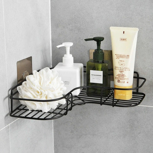 🚿🍳🖤 ÉTAGÈRE D’ANGLE MURALE POUR SALLE DE BAIN & CUISINE  ✨ 🧴 🛡️ ANTI-ROUILLE ULTRA DURABLE