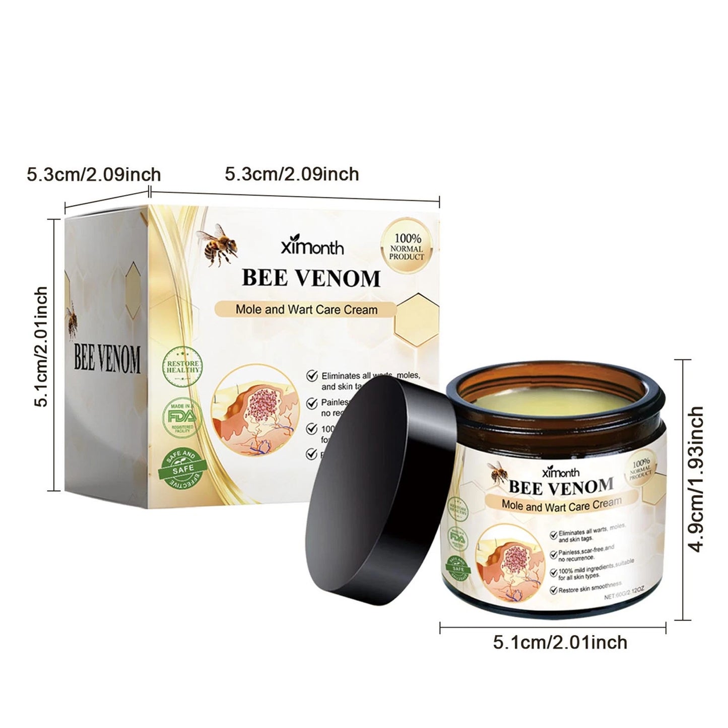 🍯🐝 Crème de Soin au Venin d’Abeille – Traitement Naturel des Verrues, Acrochordons, Imperfections Cutanées & Régénération de la Peau ✨🌿